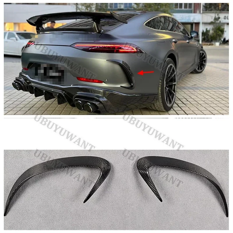 2 Pcs Carbon Rear Bar Air Knife Trim Trim Rear Spoiler Body Kit Auto Parts For Benz GT (4-Doors) GT43 GT50 53 (Not For 4 Matic+)