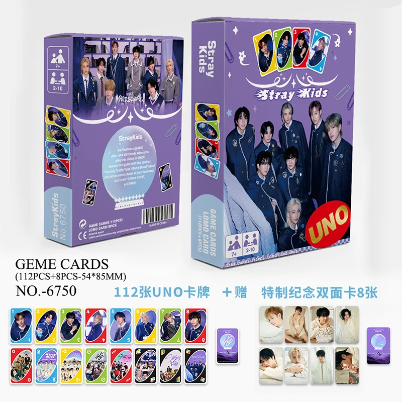 

UNO Korean star card game Kpop Uno IVE STR GOT7 GIDLE star peripheral card board game 120 pieces. Can be collected and gifted