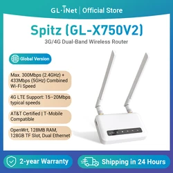 GL.iNet Spitz (GL-X750V2) 4G LTE OpenWrt Router AC750 Dual-Band Wi-Fi IoT Gateway VPN Client and Server built-in MicroSD slot