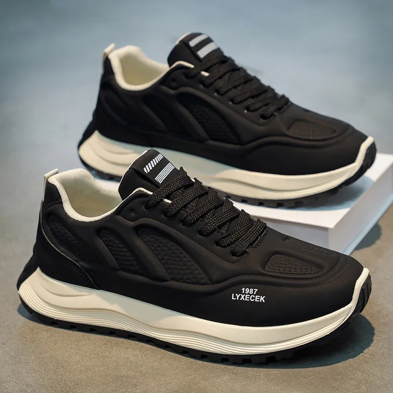

2026 Mens Spring Casual Sneakers Soft-soled Elastic Rubber Sole Men Vulcanized Shoes Breathable Non Slip Running Shoes Versatile