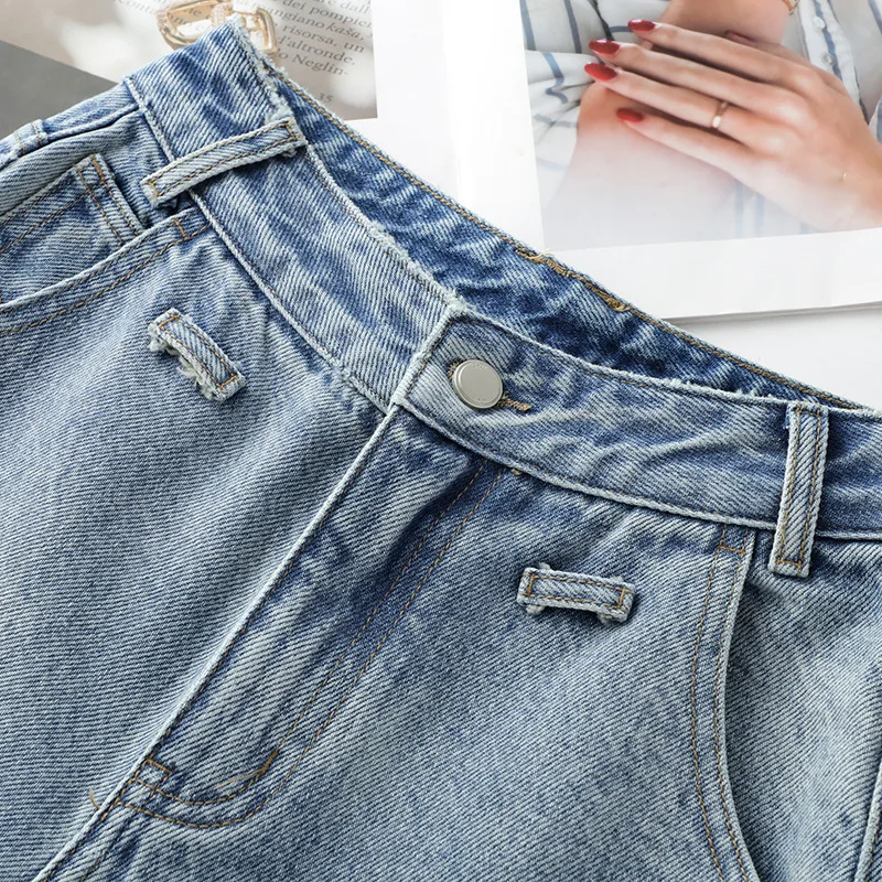 أزياء ضوء اللون واسعة الساق الجينز الخريف الساخن الأمريكية الرجعية عالية الخصر التخسيس فضفاض السراويل المستقيمة #4