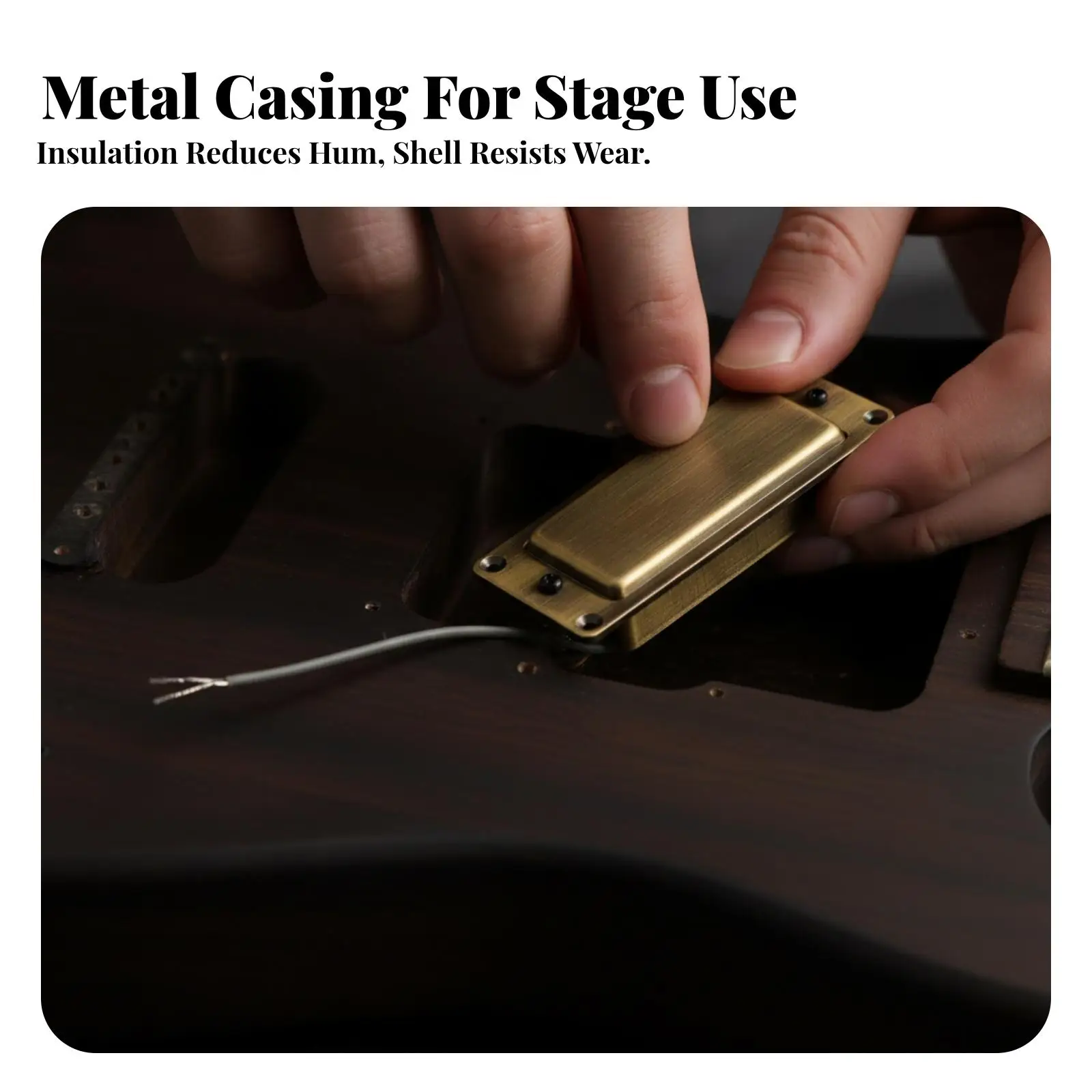Compact Square Guitar Pickup Component Bronze Metal Cover Vintage Style Electric Sound Transducer for Acoustic Guitar Parts