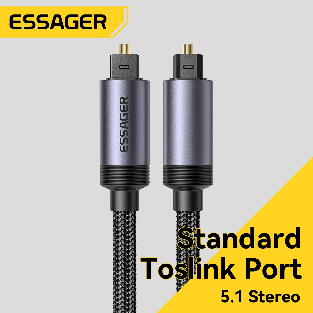 Essage HIFI Stereo Digital Fiber Optical Audio Cable Toslink SPDIF for Amplifiers Player Soundbar TV Game Console