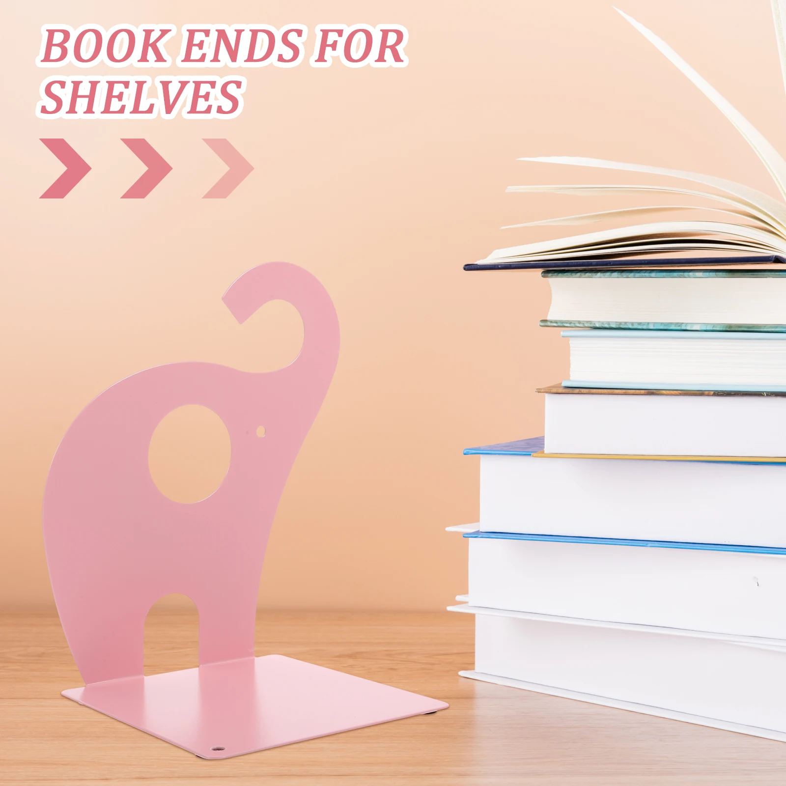 

1Pair Elephant Bookend Metal Creative Book Holders Non-Skid Table Book Organizers for Home Office Decorative Bookends