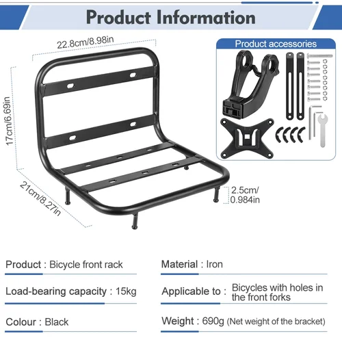 Imagen 2 del producto NEWBOLER-bolsa para bicicleta de montaña, 10L, portaequipajes frontal, bolsa, estante para equipaje, accesorios para bicicleta, capacidad de carga de 15kg