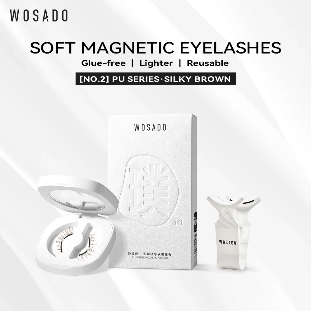 Wosado magnetische Wimpern Nr. 2 seidig braun profession elle Premium wieder verwendbare sichere Dupont 3d patentierte falsche Wimpern natürlich vielseitig