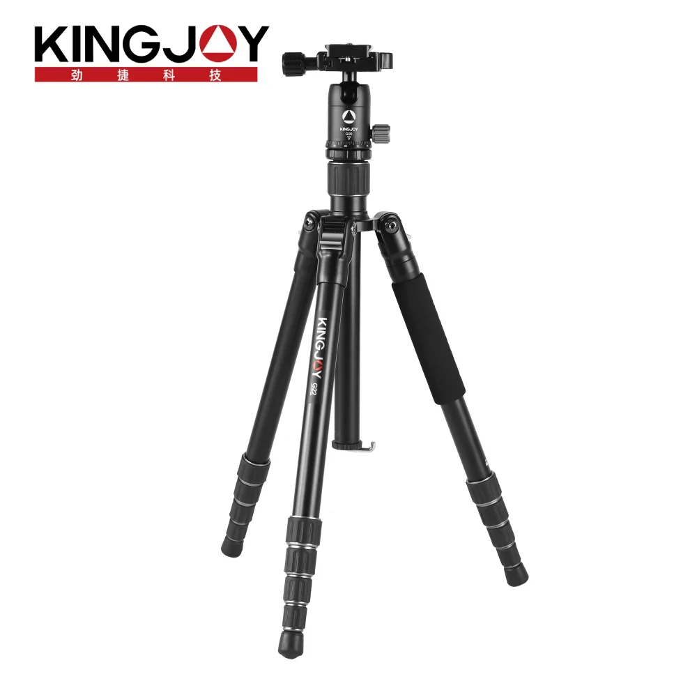 

KINGJOY 5-Section Camera Tripod Aluminum Portable Stand Lightweight Travel Camcorder Phone Tripod with 10KG Load Ball Head Kits