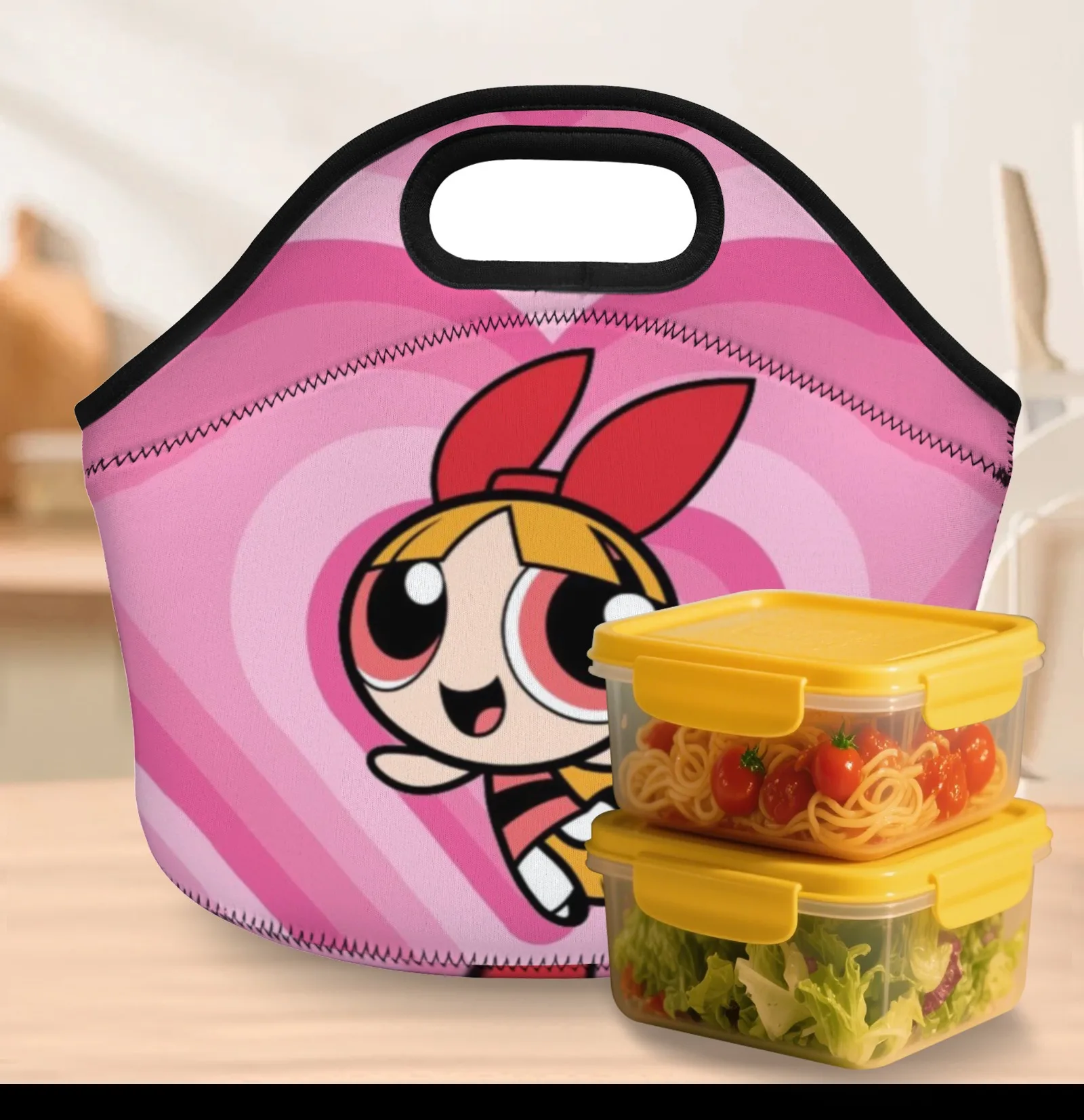 

Powerpuff Girls Blossom Lunch Bag - Novelty Cartoon Print Insulated Neoprene Tote, Portable Food Storage for School/Daily Use