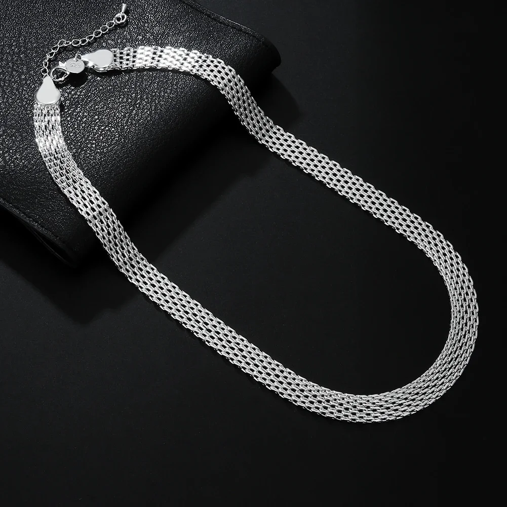 Jewelrytop Silver Plated Net chain Bracelet necklace Set for women lady fashion party wedding jewelry sets gifts