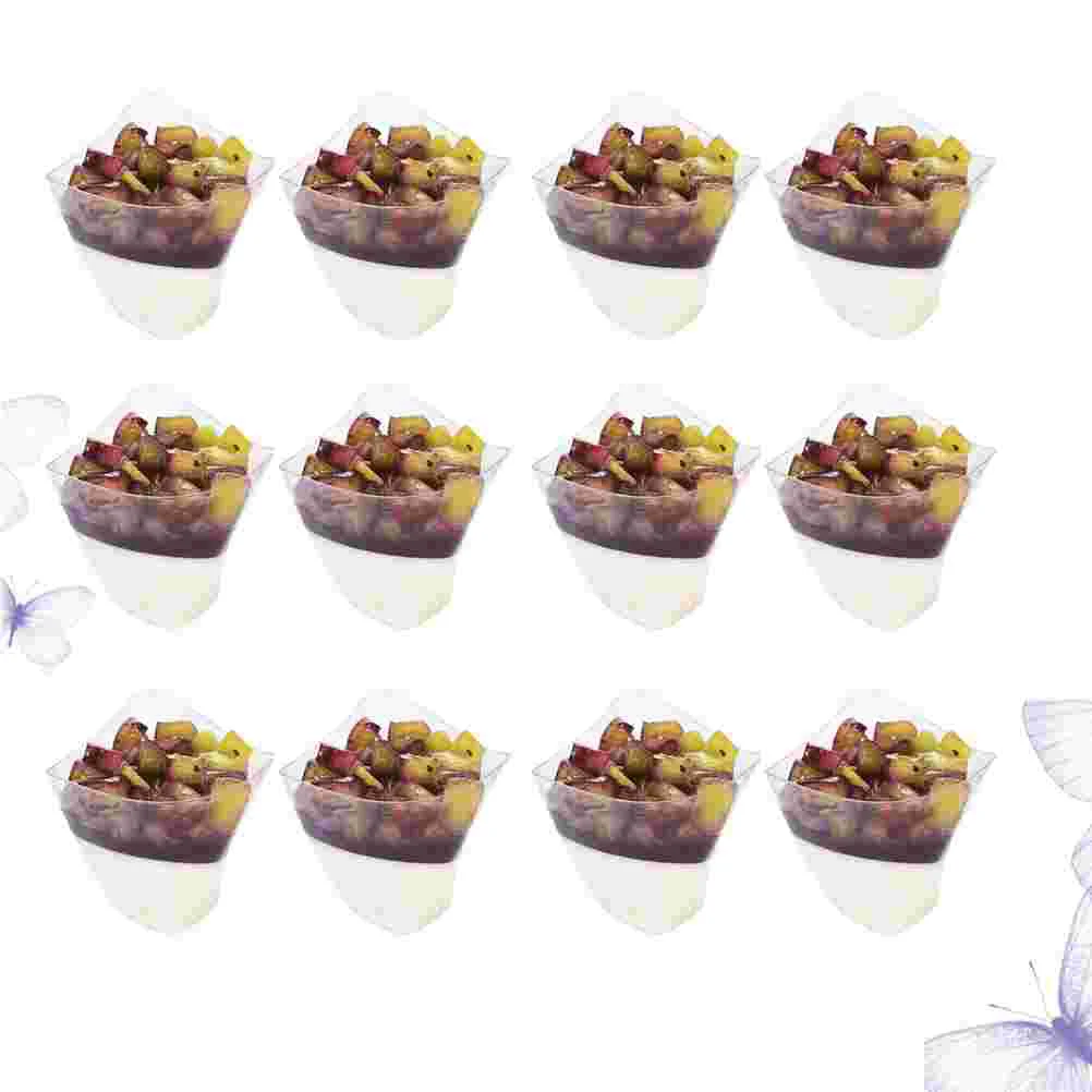 20pcs 130ML Disposable Cups Transparent Jelly Pudding Cup Mousse Dessert Container Plastic Heat Resistance Bowl without Spoon or