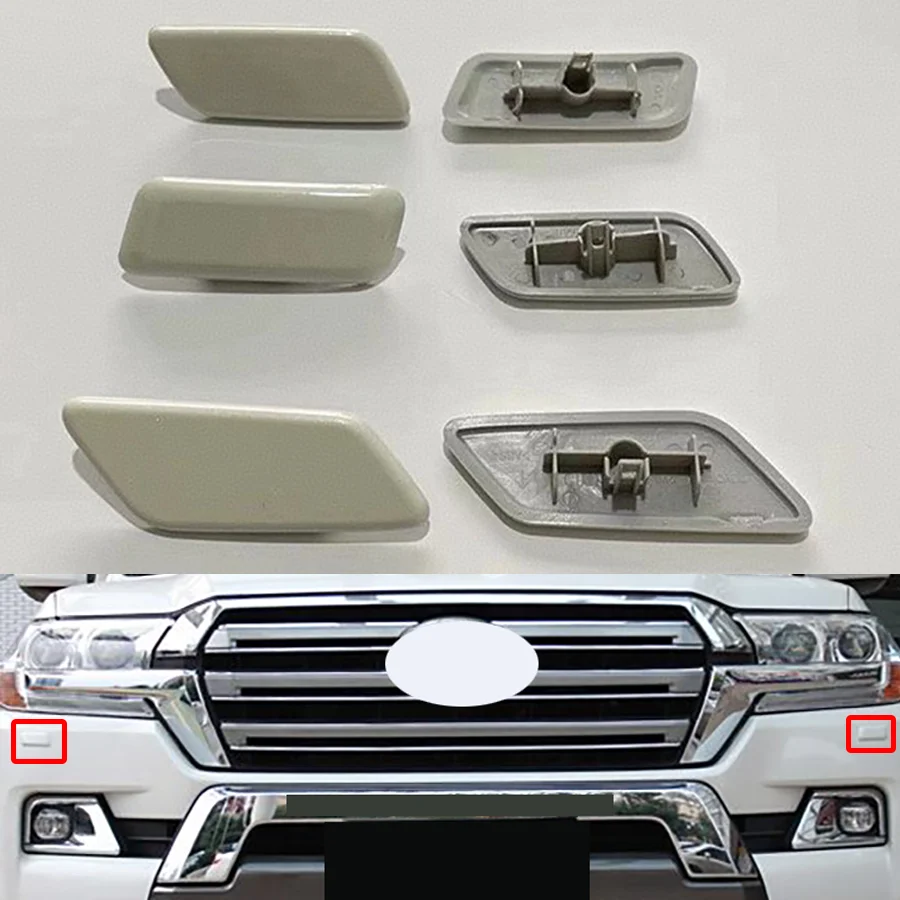 1x White Left/Right Headlight Washer Cap Headlamp Nozzle Cover Fit For Toyota Land Cruiser Prado LC200 2008-2021 LC300 2022-2024