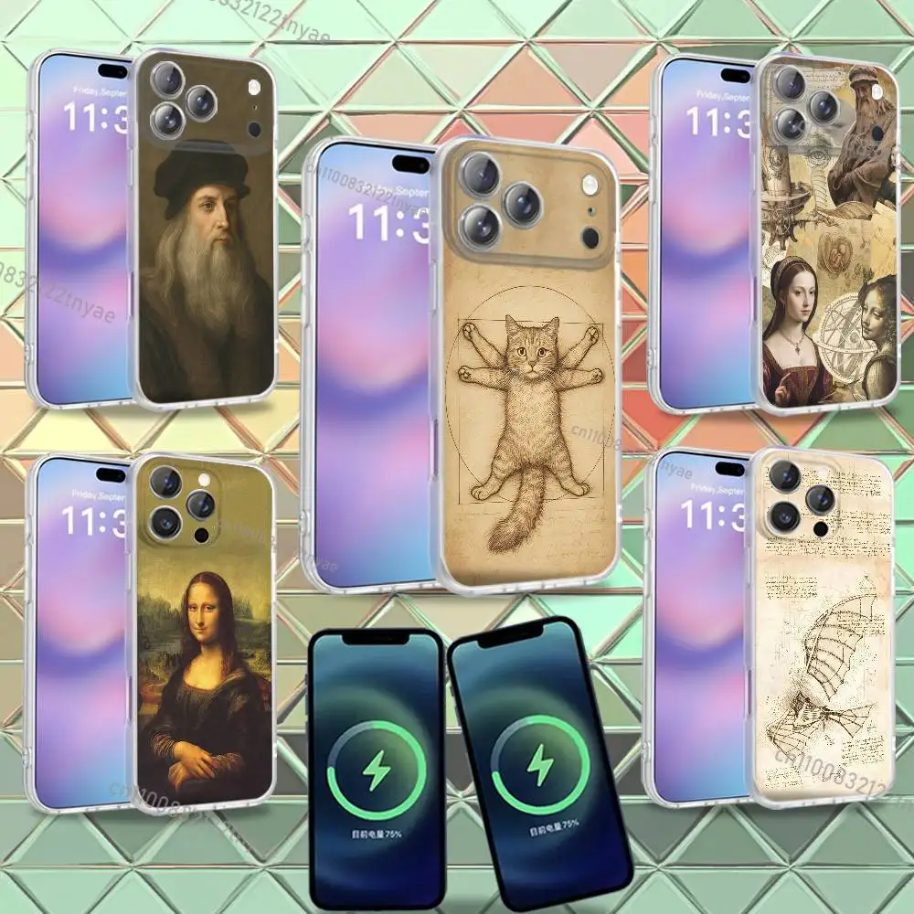 

L-Leonardo da Art Vinci For iPhone 17,12,11,14,13,15,16,Plus,Air,Pro,Max,E,Mini for Magsafe Magnetic Frosted Phone Case