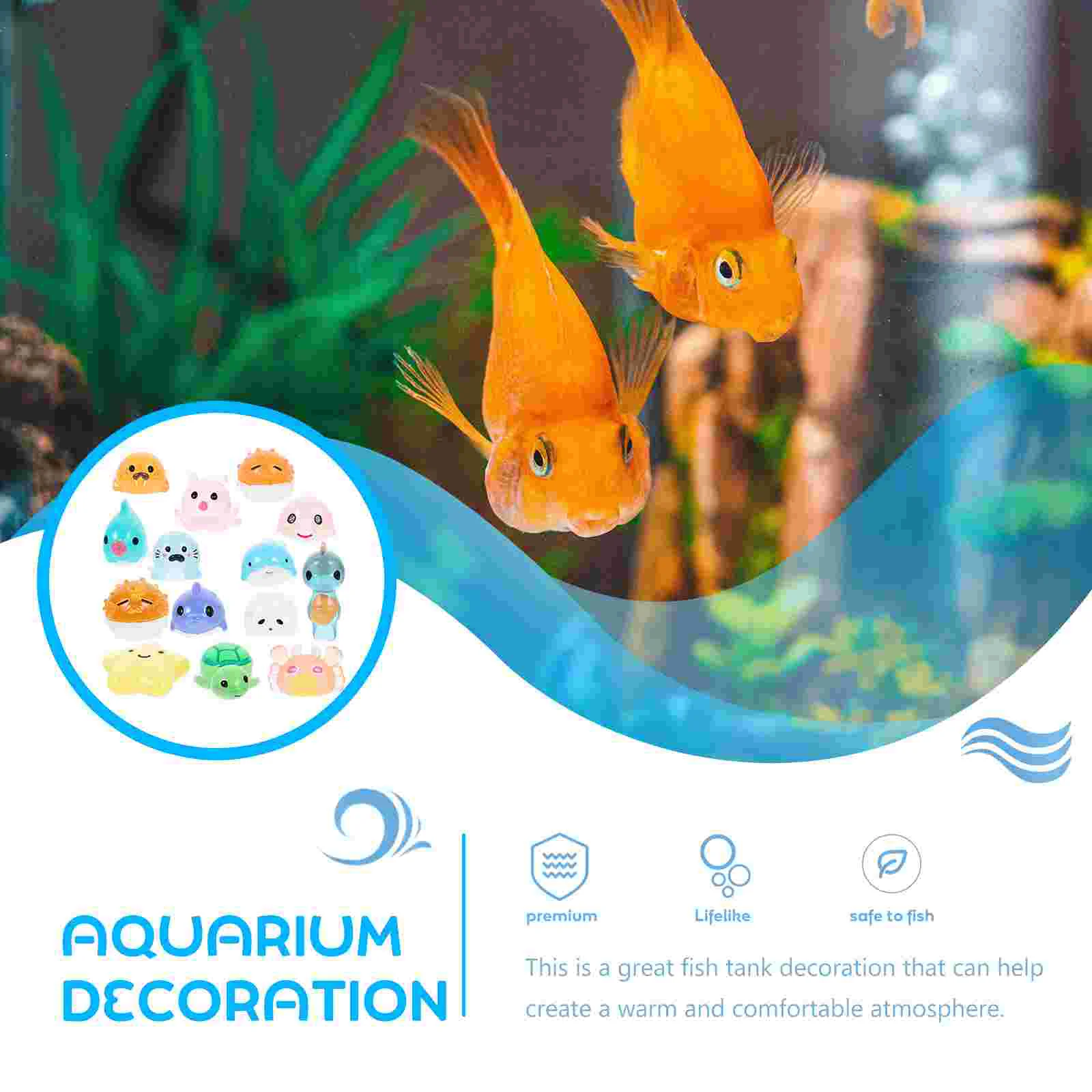 14 Pcs Landscaping Decorative Ornaments Animals Artificial Marine Aquarium Fish Tank Landscape Sculpture Resin Home