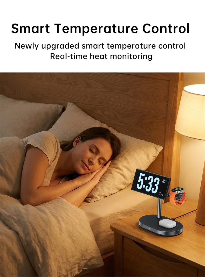 Qi2.2 25W MagCold Ladestation für iPhone 17, Galaxy S26/Fold 8, Aktiv gekühlter kabelloser Ladeständer für Watch & AirPods – Detail 8