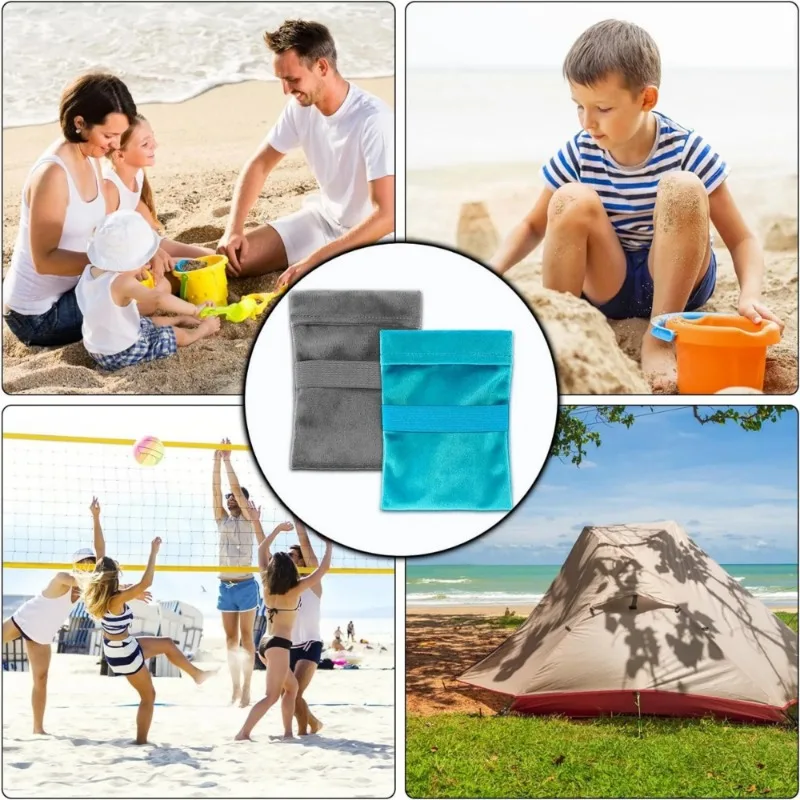 مزيل رمل جديد للشاطئ وحقيبة رمل الشاطئ وحقيبة البودرة وفرشاة إزالة الرمل وفرشاة إزالة الرمل وأساسيات التخييم والعطلات على الشاطئ