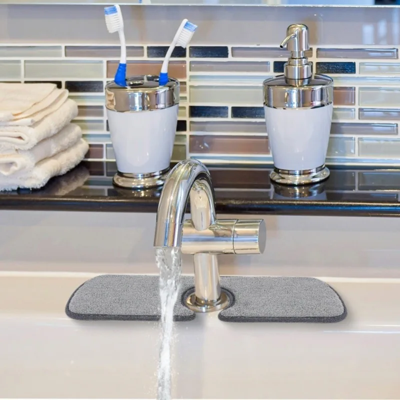 1Pc Kitchen Faucet Absorbent Mat Sink Splash Guard Microfiber Faucet Splash Catcher Countertop Protector for Kitchen Bathroom