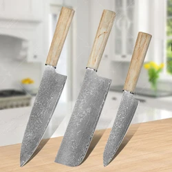 WXCOO High Carbon Kitchen Knives Set Forged Japanese Chef's Knives Damascus Steel Boning Knife Sharp Meat Cleaver Fruit Peeler