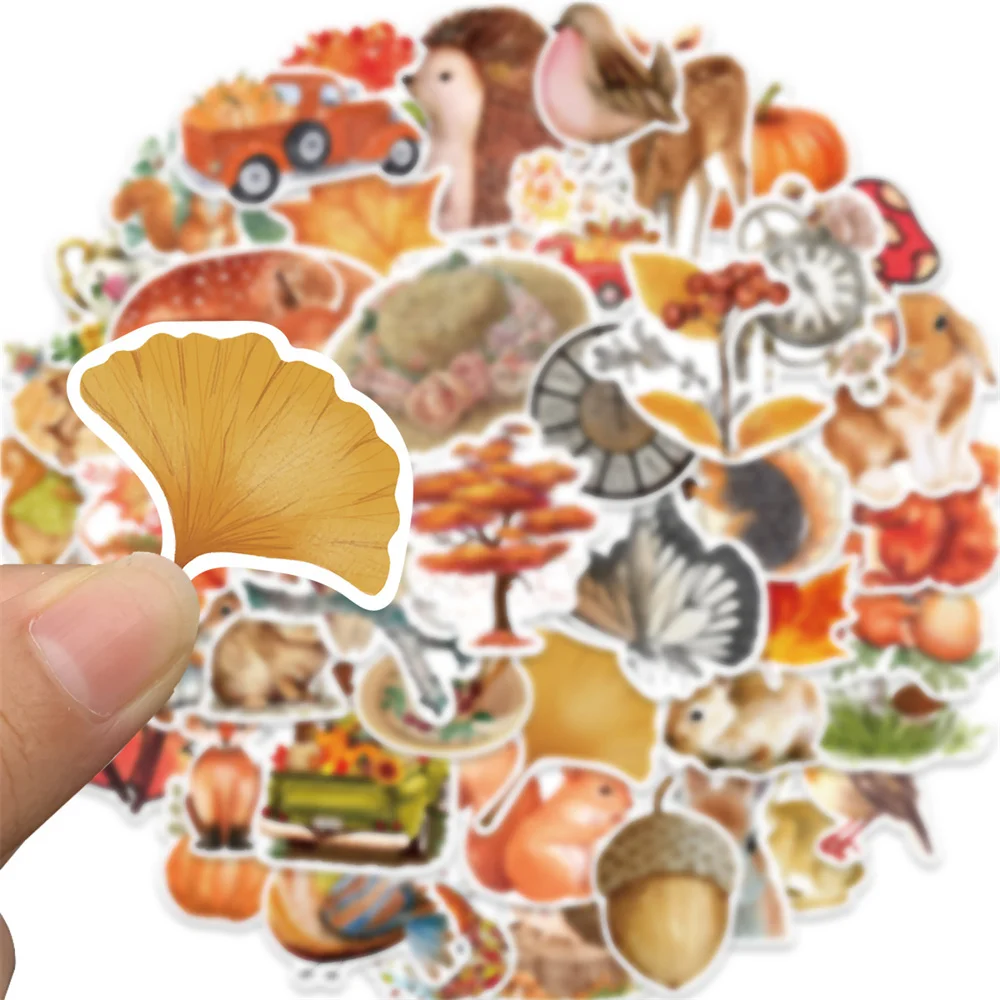 50PCS Cartoon Autumn Forest Personality Creative Sticker Desk Refrigerator Computer Skateboard WaterproofSticker