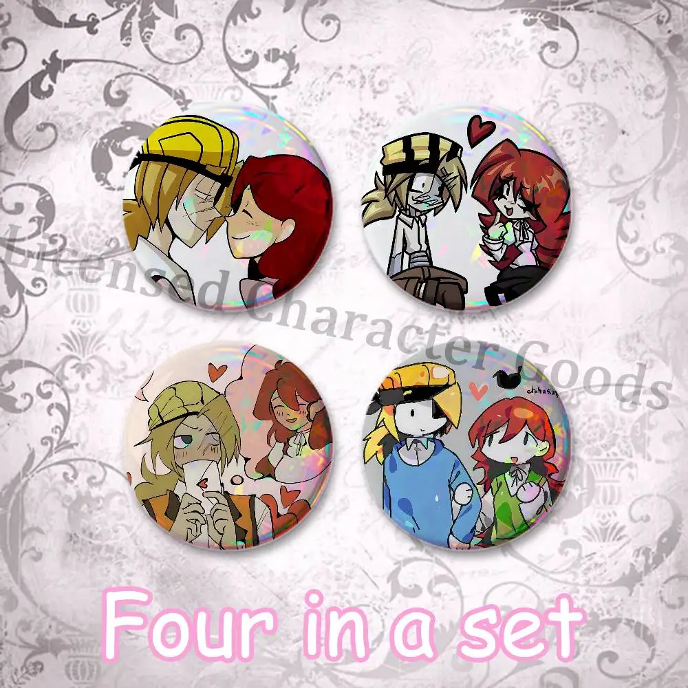 Karl x Rachel 58mm Classic Tin Badge 2.25 Inch Holo Baji Kawaii Round Button Pin for Collectible