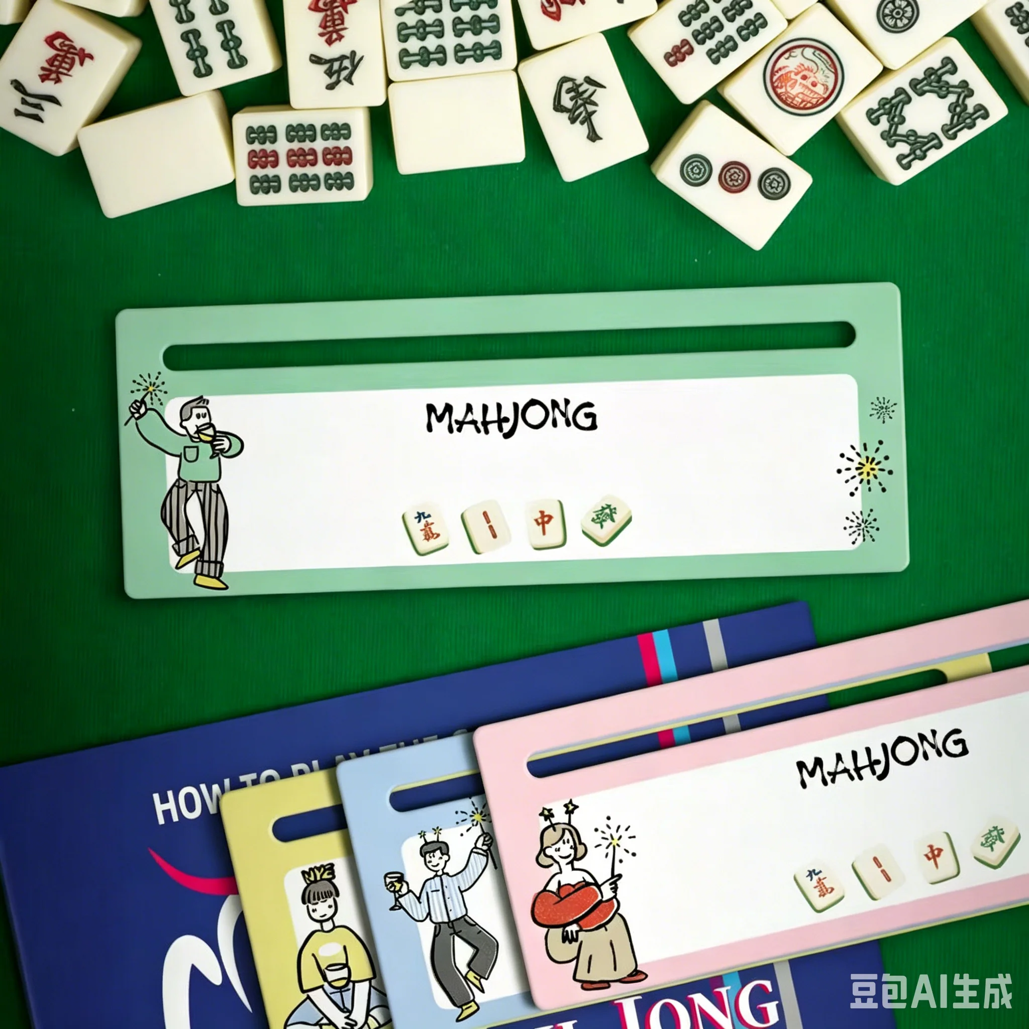 4Pcs Mixed Color Mahjong Line Finder Card Guide Colorful Line Reader Cards for Mahjong Beginners & Lover Gift