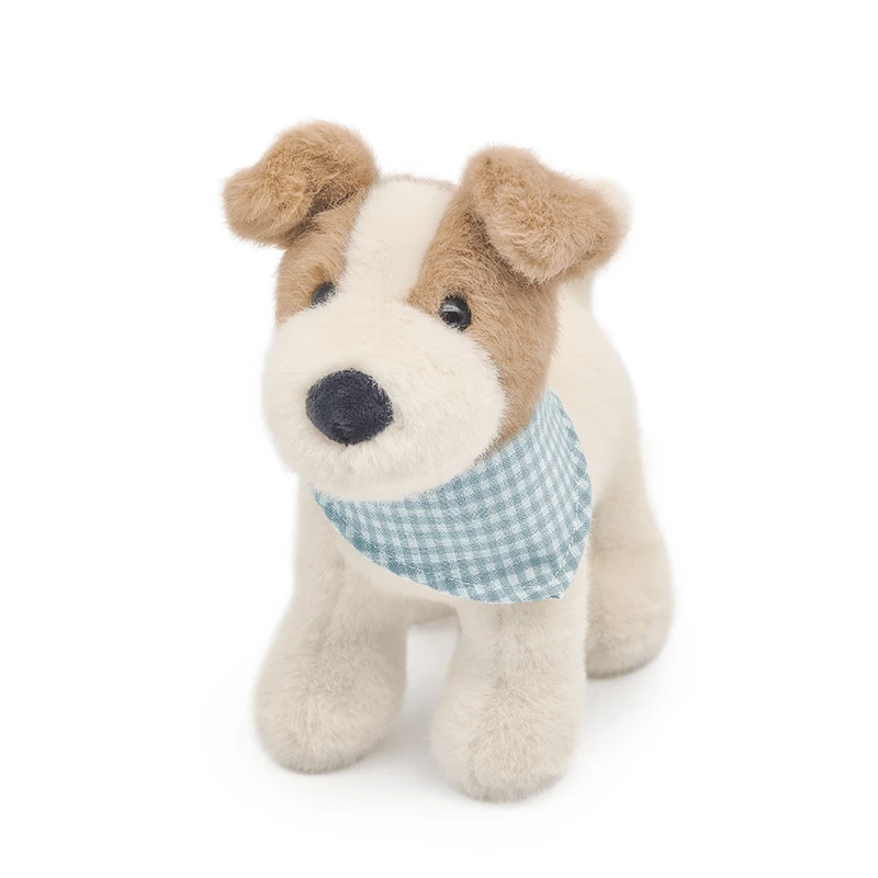 20cm Wire Fox Terrier Plush Toy with Bib-Soft Stuffed Dog Adorable  Dog Stuffed Animal Plushie For Kids Birthday Gift Home Decor