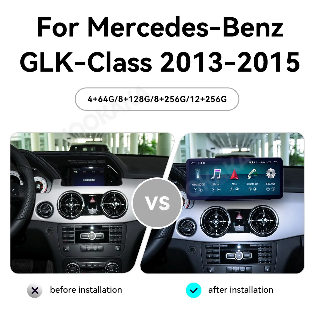 เครื่องเล่นมัลติมีเดียหน้าจอรถยนต์2013 2015 2024 12.3นิ้วสำหรับ Mercedes-Benz GLK แอนดรอยด์13จีพีเอสระบบนำทางวิทยุ