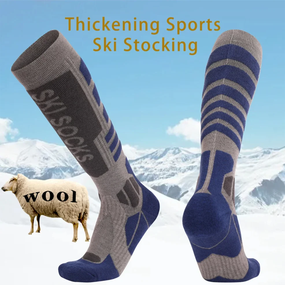 

Professional Merino Wool Ski Socks Outdoor Sports Thickened Terry Keep Warm Knee High Long Skiing Snowboard Hiking Socks