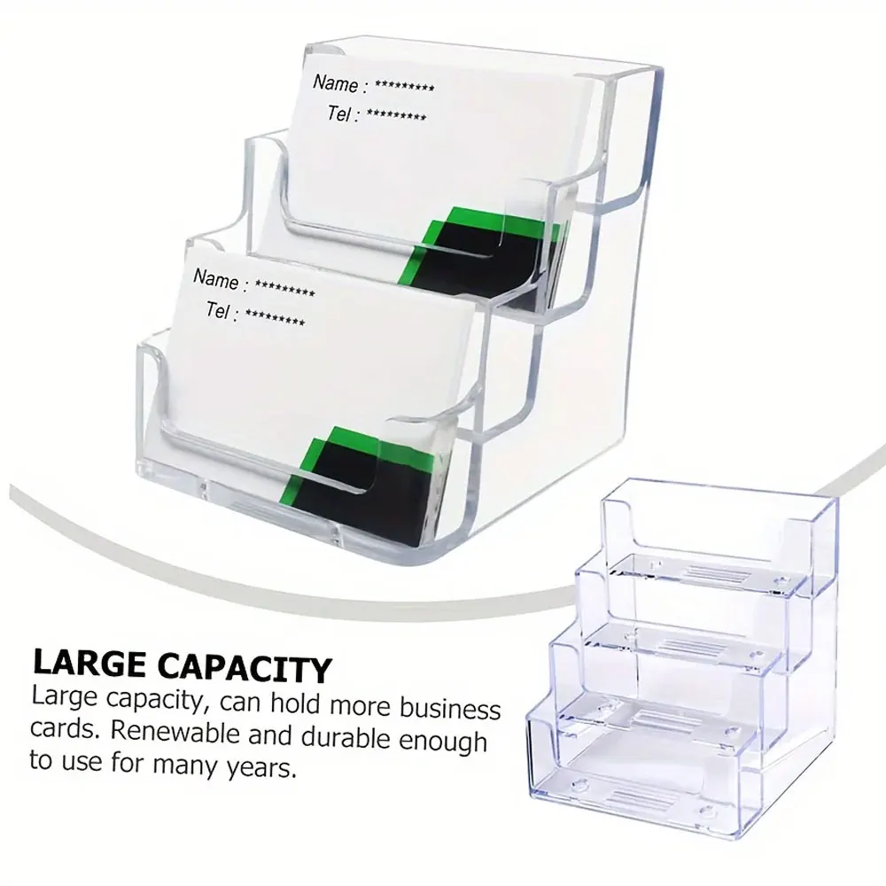 Transparente Visitenkartenbox, vier Fächer, Schreibtisch-Visitenkarten-Organizer