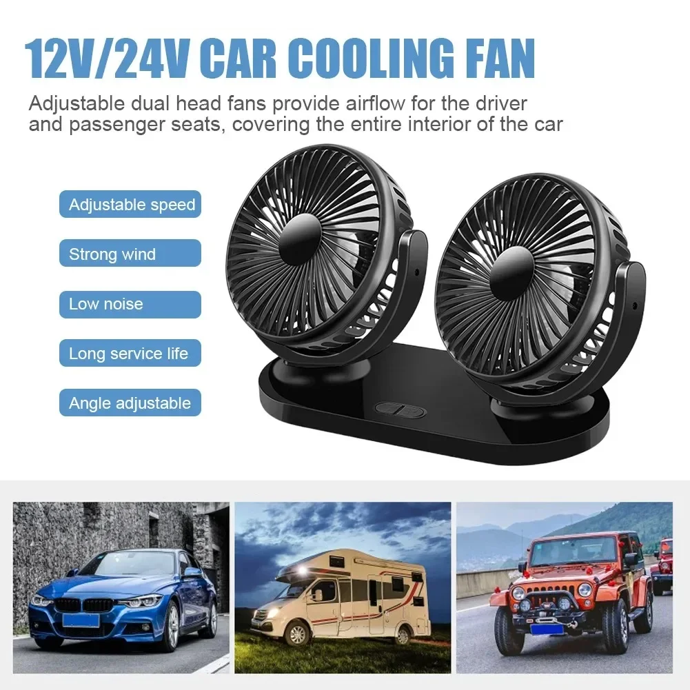 

Car Fan Cooling 차량용 선풍기 ventilador Dual Head 3 Speeds Adjustable For Auto Cooler Air Fan Car Accessories