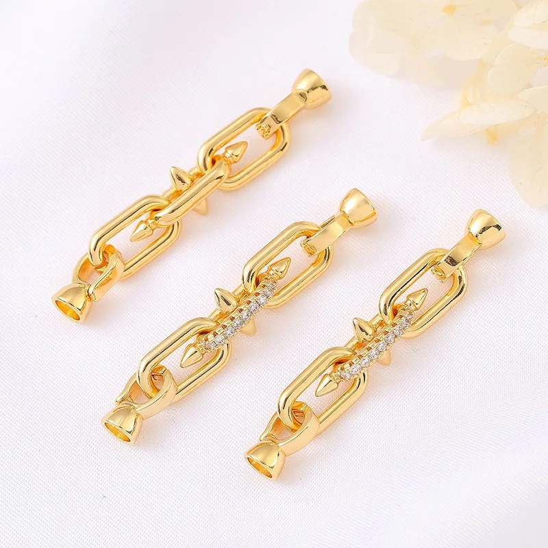 1pc Copper Gold-plated Four-point Star Inlaid Zirconium Chain Buckle Necklace Bracelet Connecting Buckle DIY Jewelry Accessories