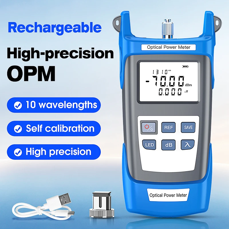 COMPTYCO P-G10 Optical Power Meter FTTH Rechargeable Optical Fiber Cable Testing Tool Fiber Optic Tester -70~+10/-50~+26dBm OPM