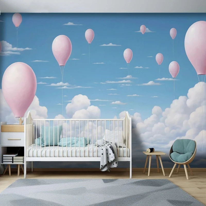 

Cartoon Custom Mural For Children Girls Bedroom Balloon Cloud Pattern Background Painting Home Interior Decoration Wall Papers
