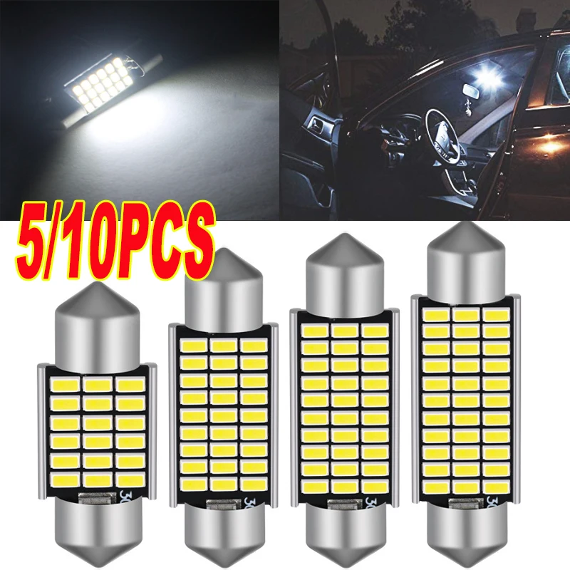 

5/10PCS Car Led C5w/C10w Front And Rear Reading Light Bulb Double Tip Super Bright Decoding Licence Plate/Instrument Light