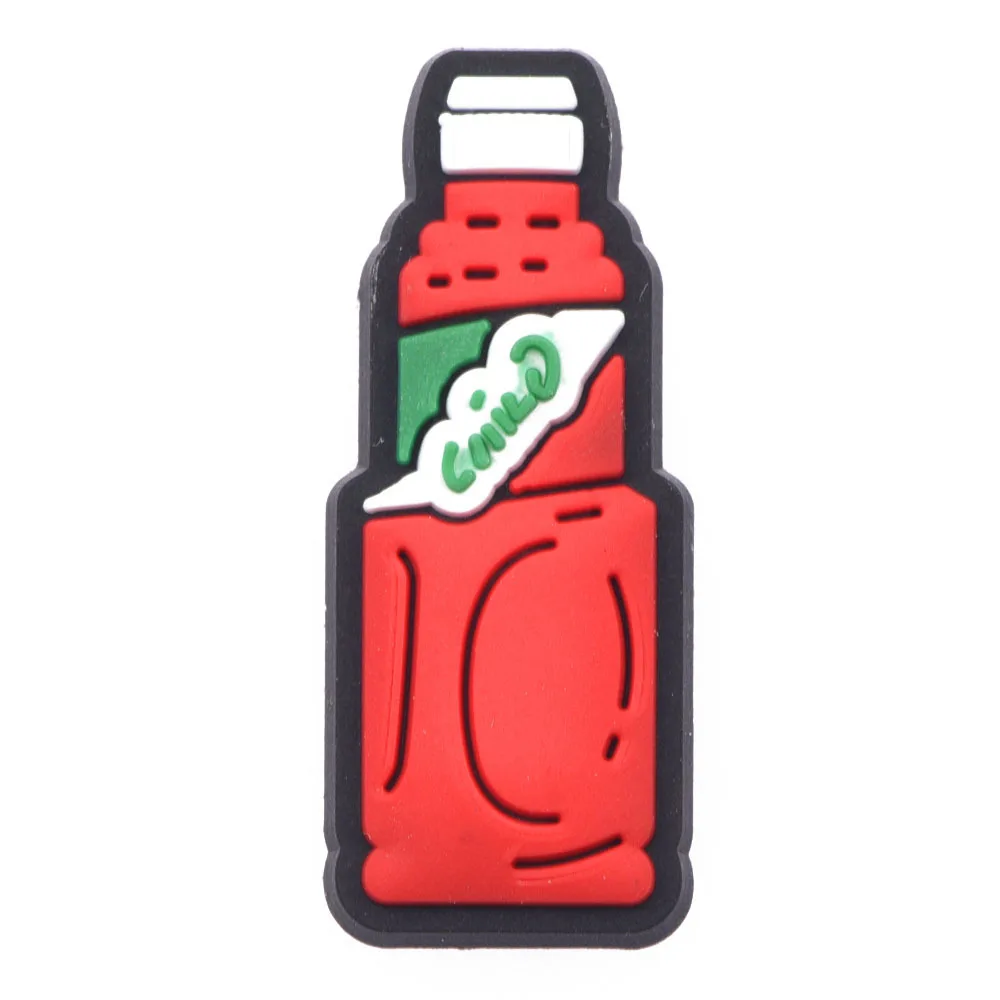 9pcs Drinking Water Red Bottle Shoe Decoration Juice Tomato Sauce Shoe Charms Kids Teens Girls Boys Birthday Presents