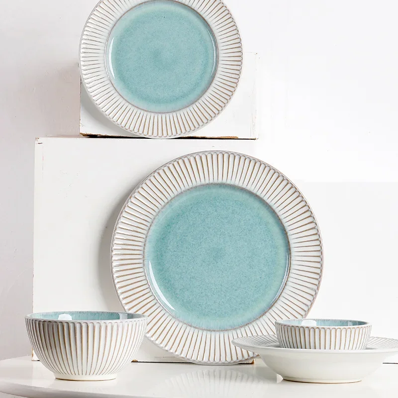 Minimalist Steak Plate Creative Relief Design Round Plain Dish for Home and Special Restaurant Dinner Set Plates and Dishes 3