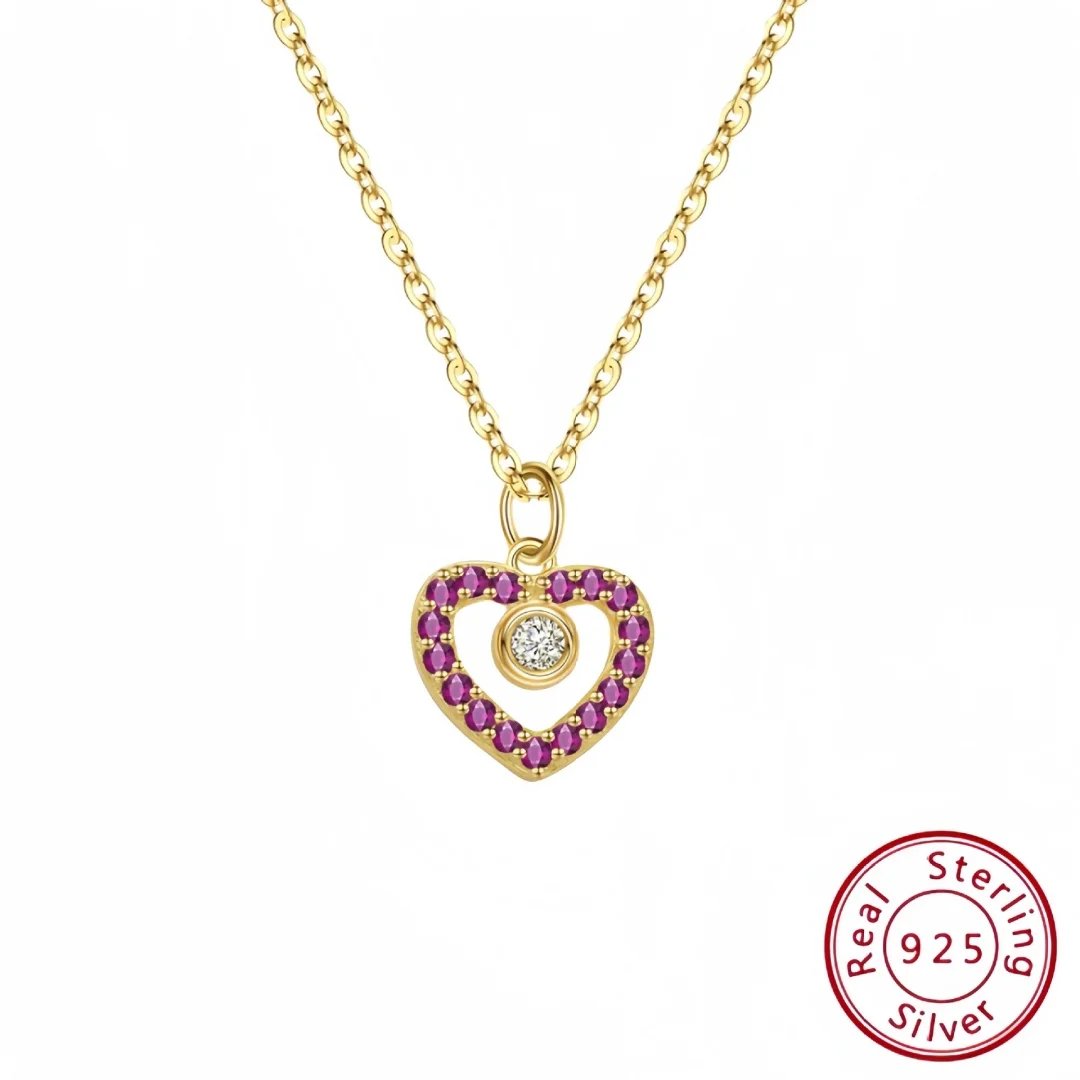 

S925 Sterling Silver Necklace Heart Pendant New Temperament Clavicle Chain Gifts for Girlfriend