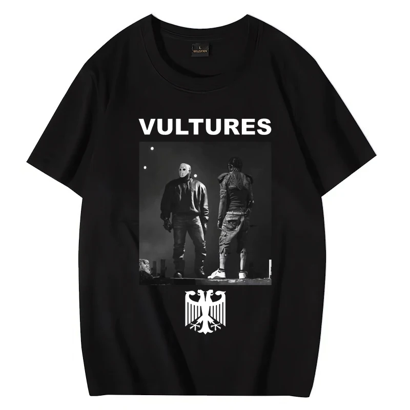 

Kanye West Vultures Album poster T shirt Men Women Vintage Hip Hop streetwear Oversized Pure Cotton short sleeve Unisex T-shirts