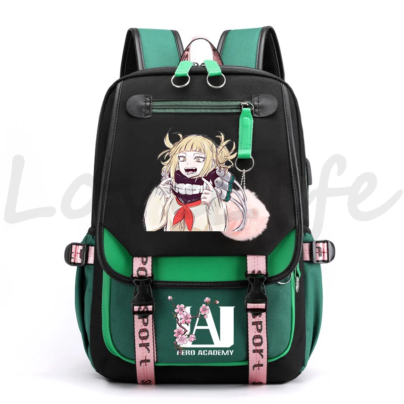 Anime My Hero Academia Toga Himiko Plecak Dziewczęta Kawaii Torby szkolne Manga Kreskówka Duży plecak USB Plecaki podróżne dla nastolatków