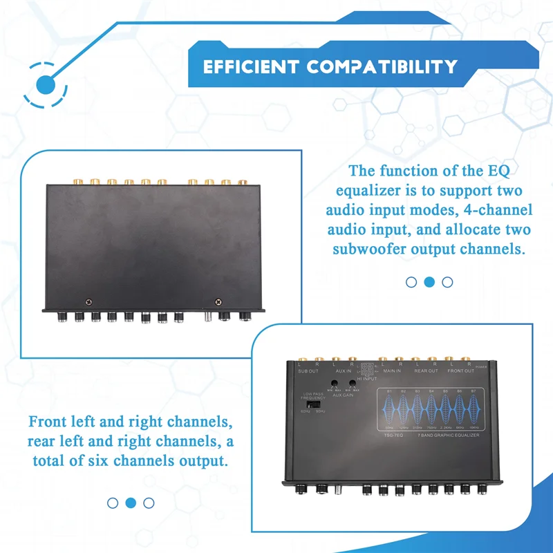 AA84 7 Band Car Equalizer เสียง EQ Tuning Crossover เครื่องขยายเสียงพาราเมตริกรถ Preamplifier Audio Equalizer +-12Db