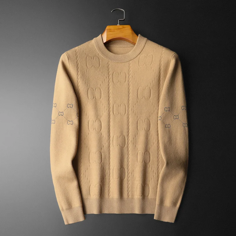 

Зимний утепленный шерстяной вязаный свитер с высоким воротником для мужчин: модный, повседневный, теплый, из смесовой шерсти, для молодежи, для поездок на работу