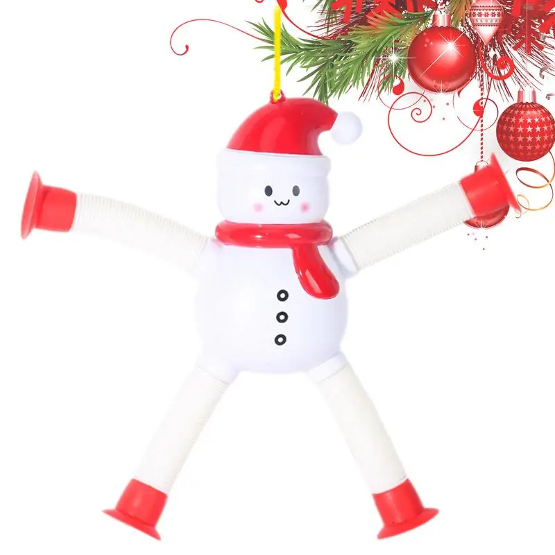 Pop Tubes Stress Relief Decoration Pop Tubes Suction Cup Pendant Santa Claus Snowman Gingerbread Elk Sensory Bellows Stress