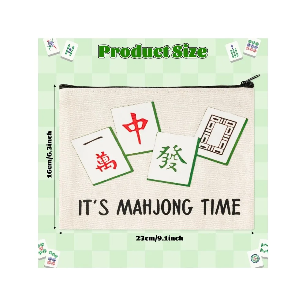 حقيبة مكياج جونغ المضحكة - 4 قطع من بلاط ماجونج لاكي هدايا السفر وأدوات الزينة وسحاب منظم حقيبة مستحضرات التجميل وحقيبة القلم والمحفظة