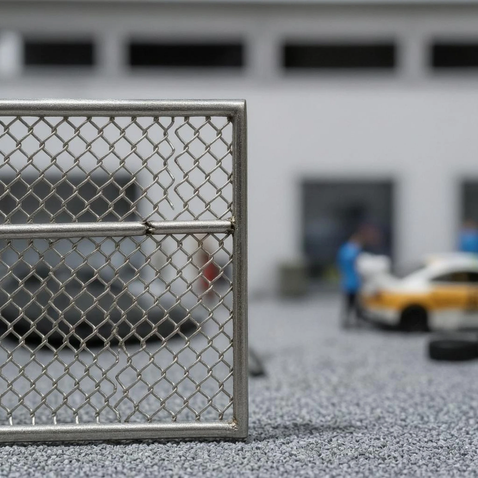 Miniature Factory Display Model Built-in Lighting Factory Building Model Industrial Building Model Blue Roof Garage Doors