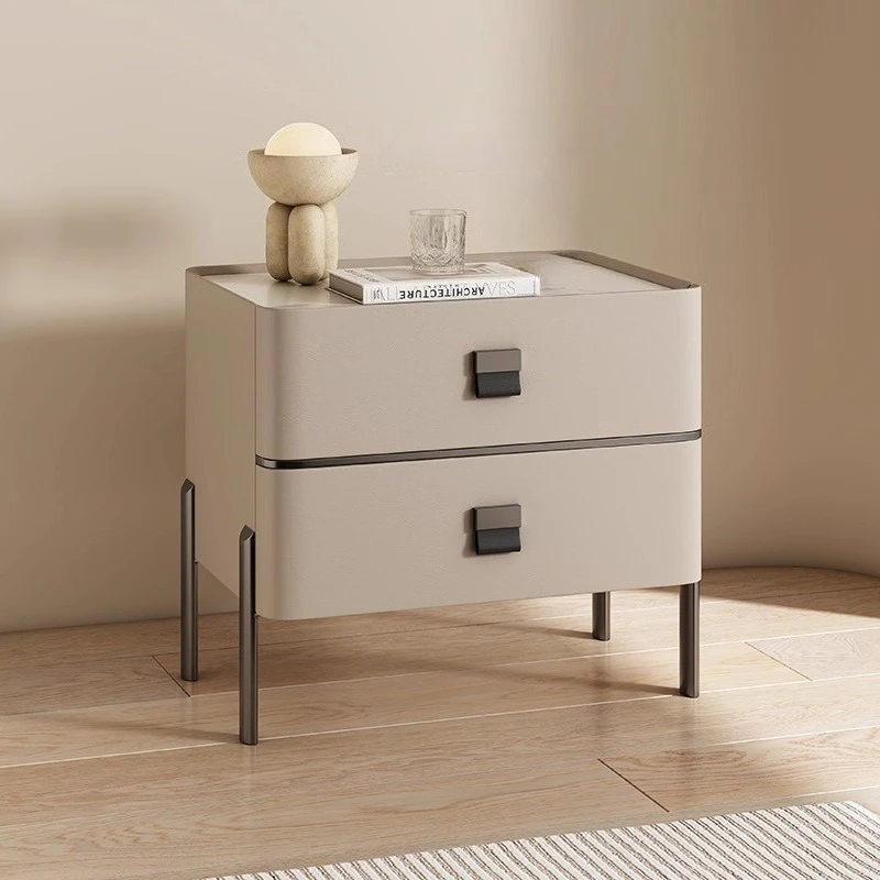 

Italian Luxury Bedside Table, Modern Minimalist Solid Wood Nightstand, High-End Main Bedroom Storage Box, Small Sofa Side Table