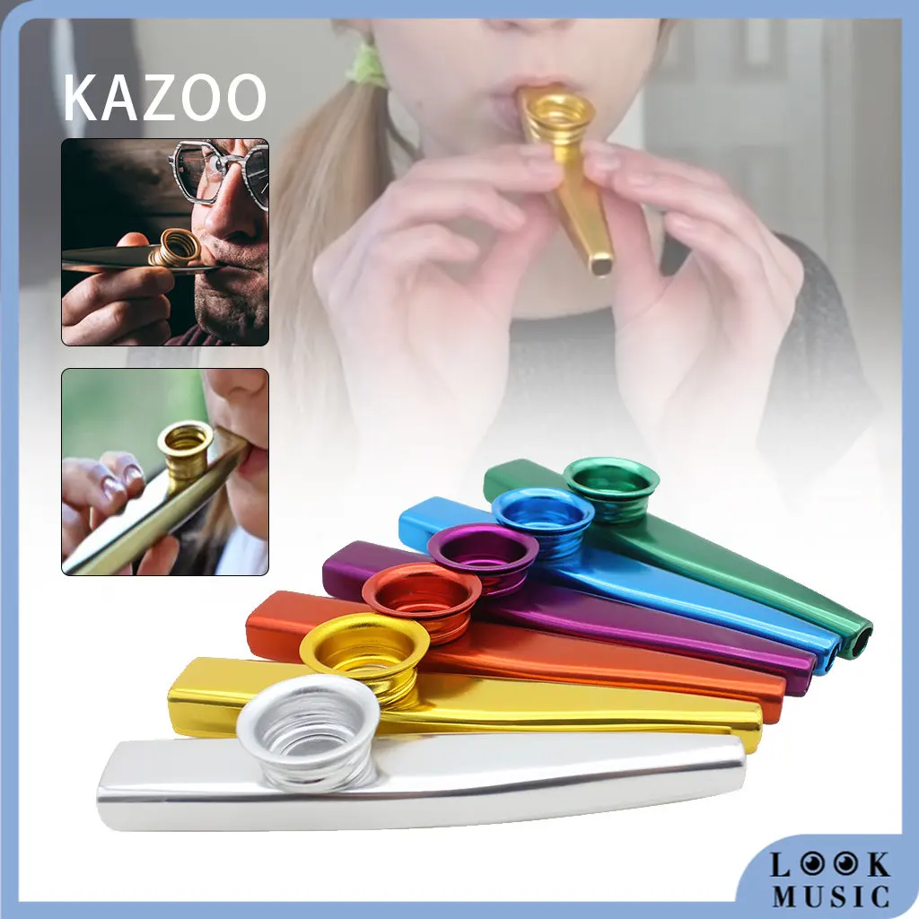 

LOOK Aluminum Kazoo Lightweight Portable For Beginner Flute Instrument Music Lovers Woodwind Instrument Simple Design Kid's Toys