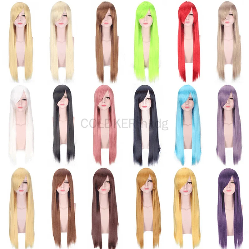 

Women Blonde Wig 80cm Long High Temperature Fiber Women Blue Wig Burgundy Gray Straight Party Hair Green Wigs for Cosplay