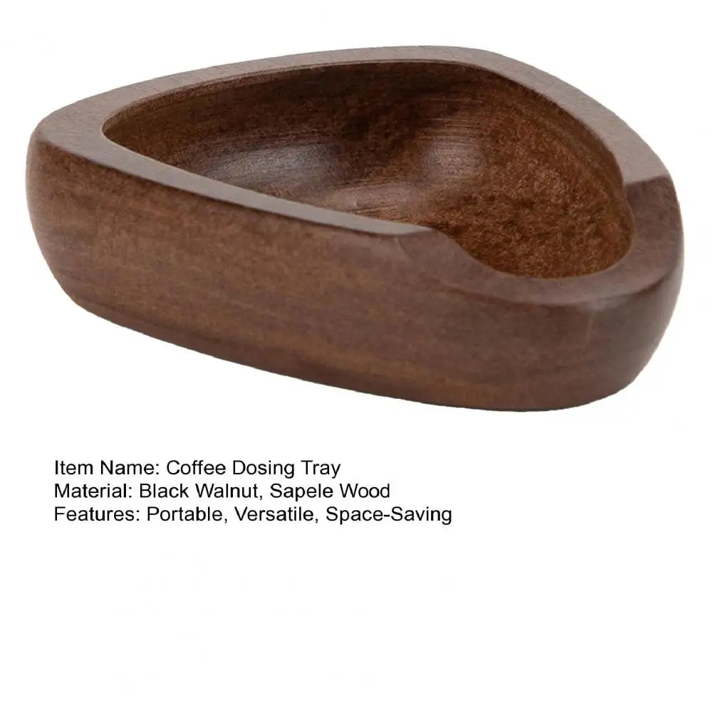 Durable Wood Coffee Tray Coffee Dosing Tray with Scoop Anti-static Wooden Bean Dish Espresso Powder Receiver for Home Cafe