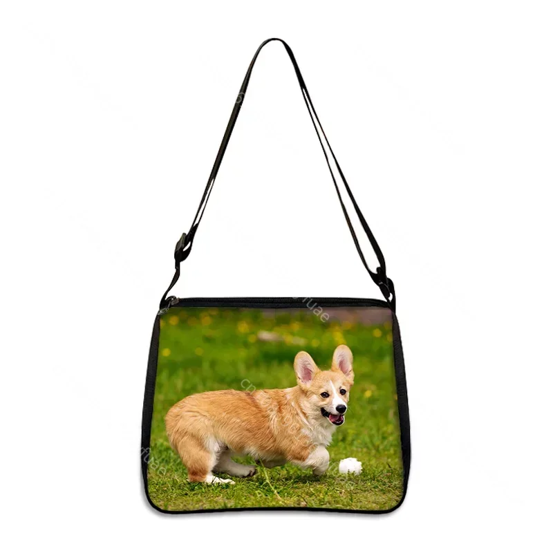 Cartoon Corgi Dog Print Messenger Bag Women Handbag Dachshund Pug Clutch Girl Shoulder Bag ForTravel Casual Tote Bags