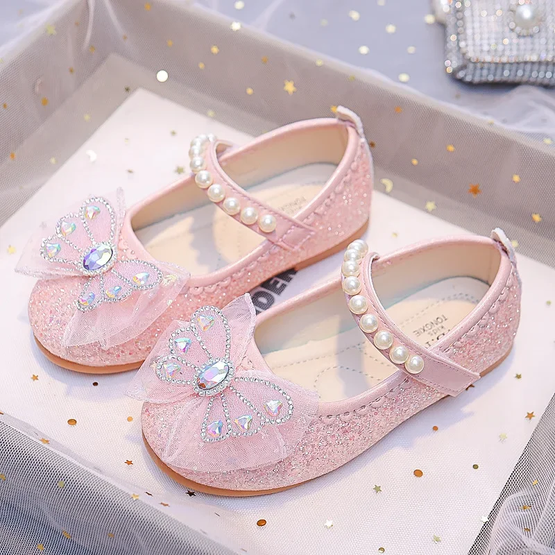 New Children Soft Princess Crystal Shoes for Party Wedding Shows Flats Kids Fashion Casual Girls Mary Janes