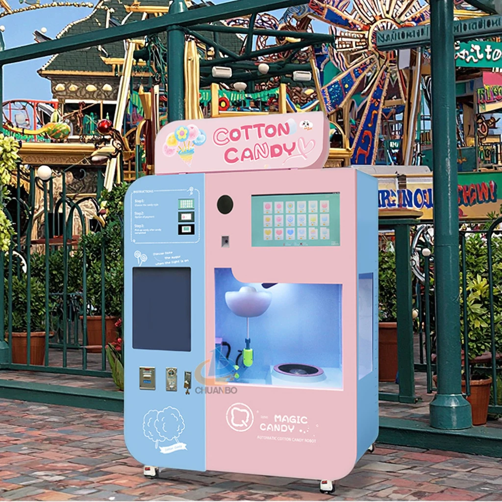 New Arrival Make Money Business Fully Automatically Cotton Candy Maker Robot Fairy Floss Cotton Candy Vending Machine